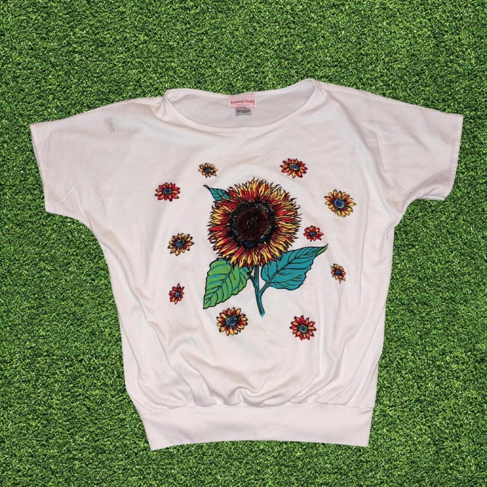 Vintage young stuff white sunflower shirt